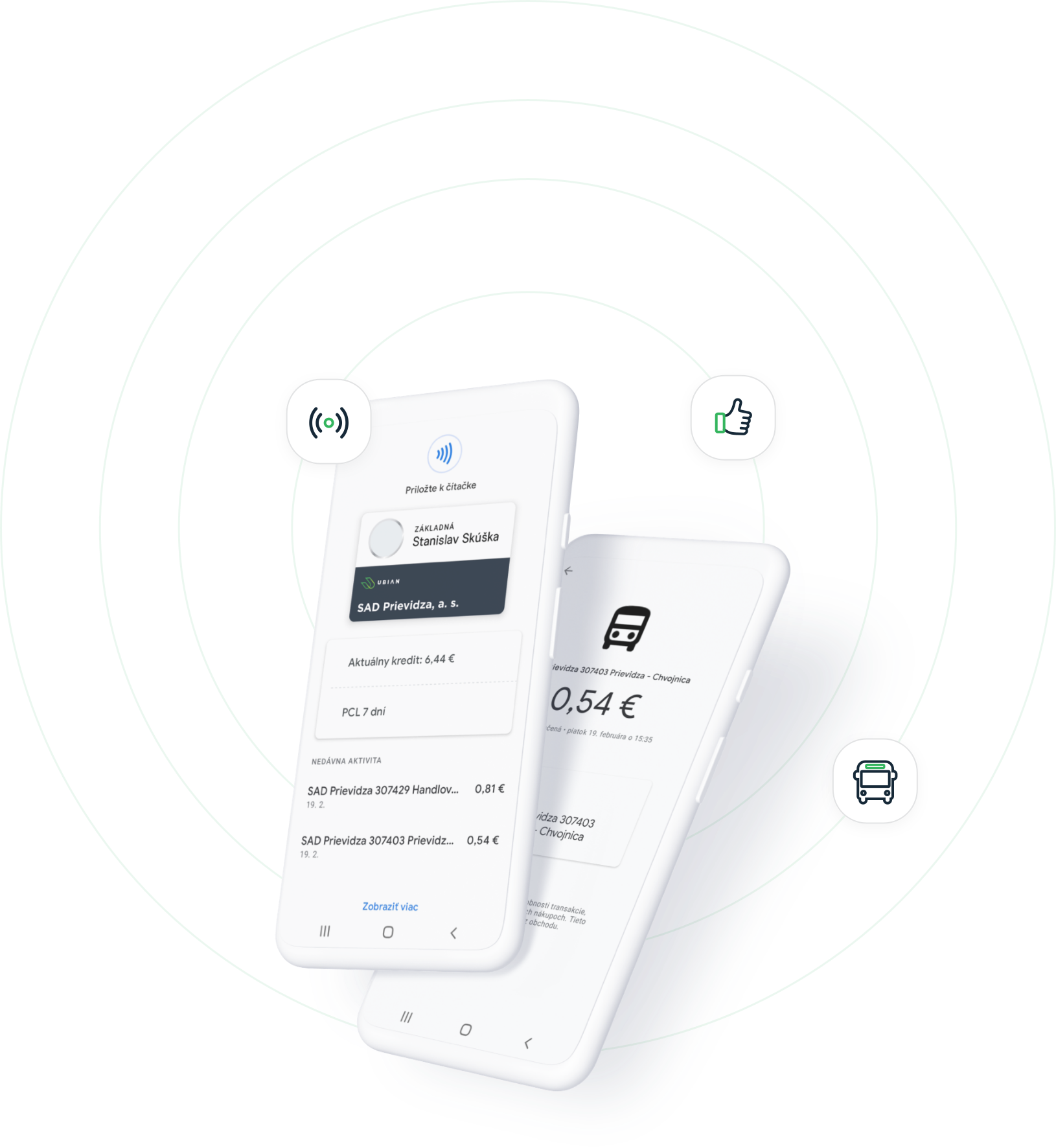 Virtuálna dopravná karta Ubian v mobile